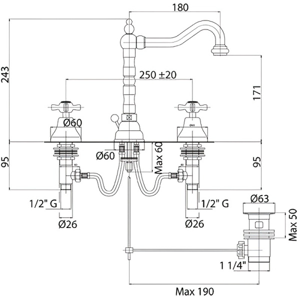 Смеситель для раковины Cezares LORD LORD-BLS2-02
