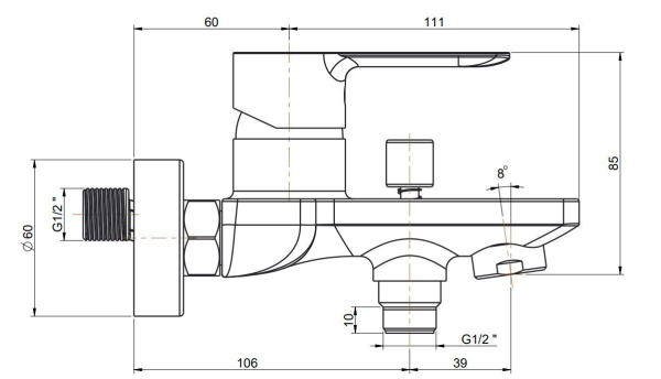 Смеситель для ванны Kerama Marazzi Sonata P4CR111B4KM Смеситель для ванны Kerama Marazzi Sonata P4CR111B4KM
