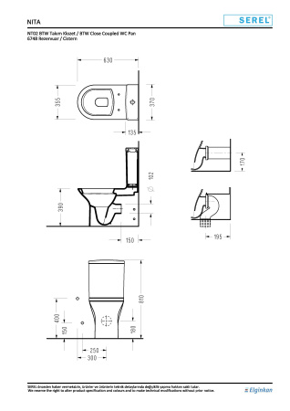 Унитаз напольный с функцией биде Serel Nita NT02BM