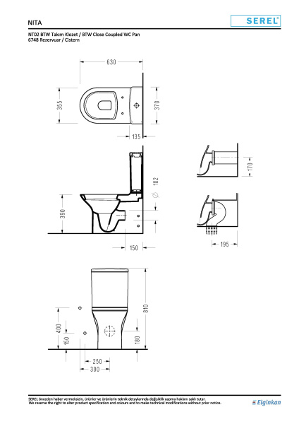 Унитаз напольный  с функцией биде Serel Nita NT02SLBM