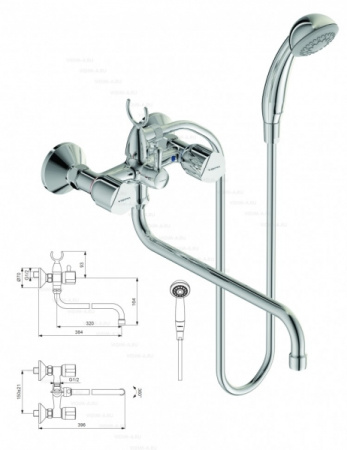Смеситель для ванны с душевым гарнитуром Vidima Eco BA163AA