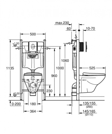Комплект (унитаз с системой инсталяции) GROHE Solido Ceramic 39398000