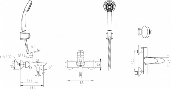 Комплект смесителей Bravat Drop F4898C-SET