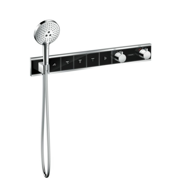 												 		 0 	 Термостат для душа на 5 потребителей Hansgrohe RainSelect 15358600 черный/хром