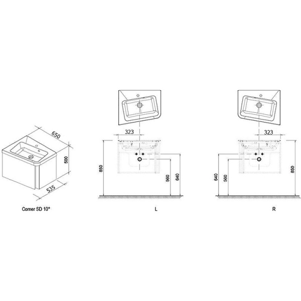 Тумба под раковину Ravak SD 10° 65 R X000000750