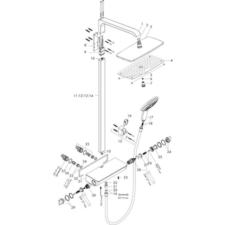 Душевая система с термостатом Hansgrohe Raindance Select E 360 Showerpipe 27112000 хром