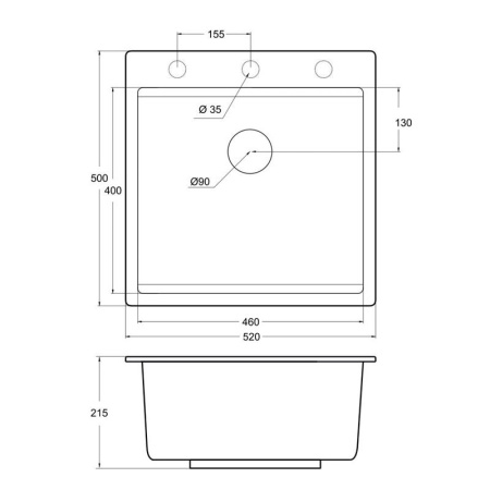 Кухонная мойка (52х50) EMAR EMQ-1520.Q Морион