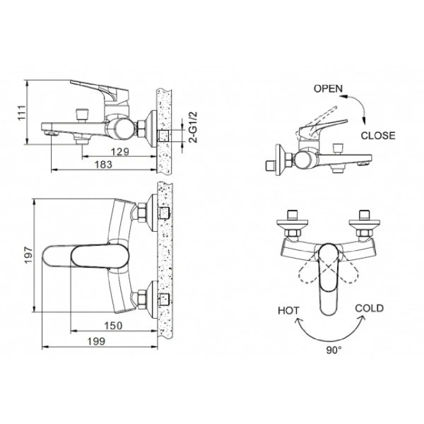 Комплект для ванной комнаты Bravat Eler 3 в 1 F00450CP