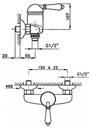 Смеситель для душа Nicolazzi Classic 3405DB75