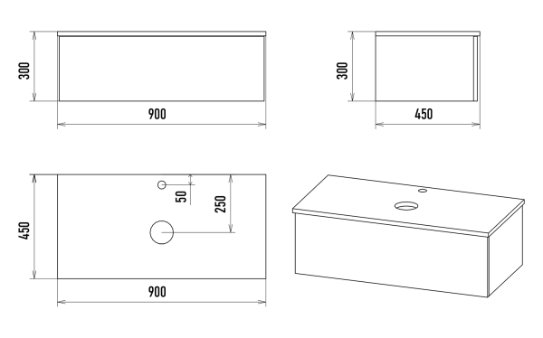 Тумба под раковину Misty Ива 90  П-Ива-01090-951Я
