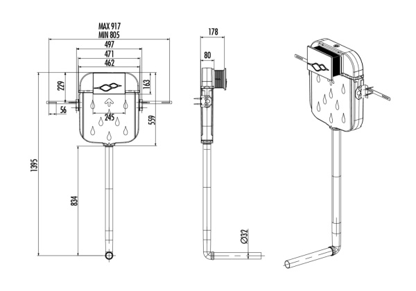 Смывной бачок для приставного унитаза Creavit FGR6006.00