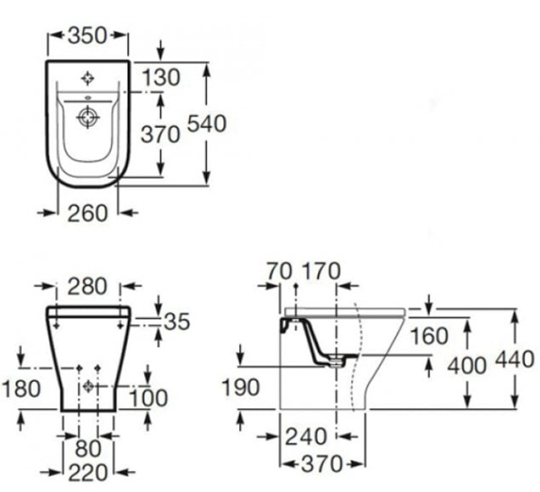 Биде приставное Roca The Gap 357477000