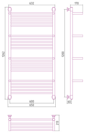 Полотенцесушитель Водяной Сунержа Богема 4 полки + (120х60) Золото 03-0224-1260