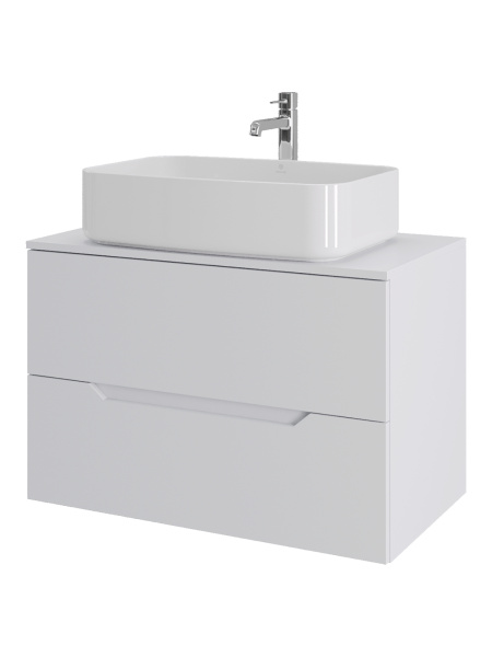 Тумба с раковиной подвесная 80 см, Orange Line Li-80TuwMDF+B07-600W белый