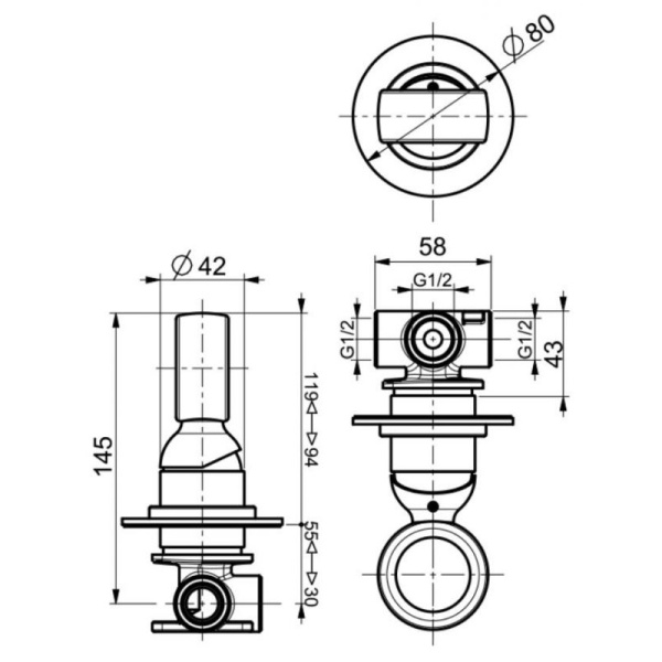 Смеситель для душа встраиваемый Webert Opera OA880101015, хром Смеситель для душа встраиваемый Webert Opera OA880101015, хром