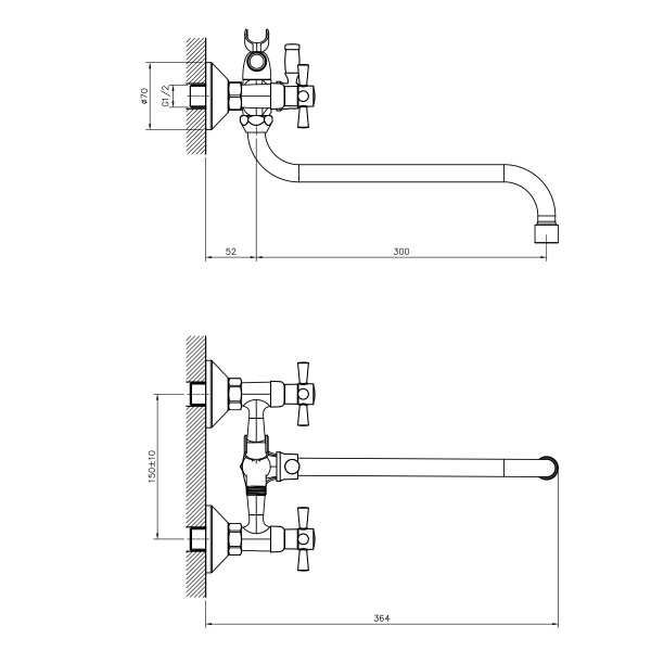 Смеситель для ванны DECOROOM DR51 DR51045-Black