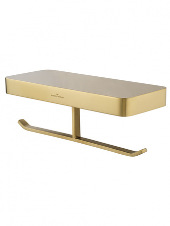 Двойной держатель для туалетной бумаги с полкой WONZON & WOGHAND LOTTE, брашированное золото WW-8356-BG