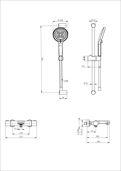 Смеситель для ванны с душем и термостатом WONZON & WOGHAND, белый матовый WW-C2018-A-MW