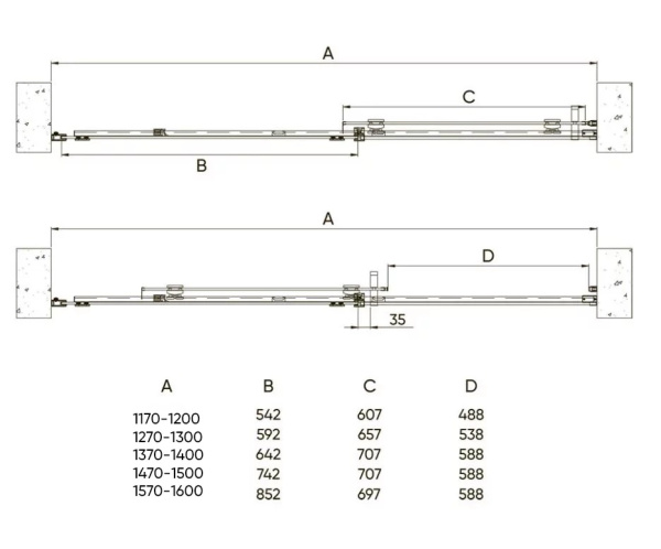 Душевая дверь (160x195) Veconi Vianno VN70GR-160-01-C4 графит