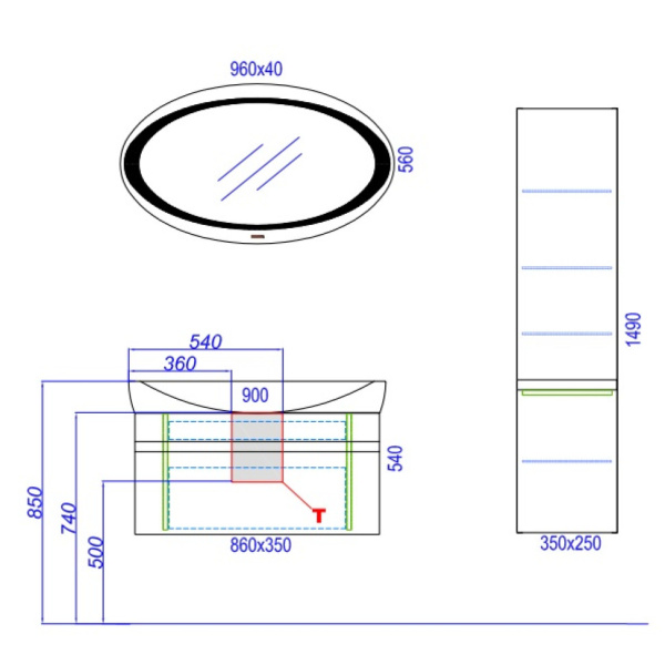 Раковины (90х45) Aqwella Escape 900 Esc.09.04.D