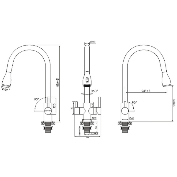 Смеситель для кухни с подключением к фильтру  Paulmark Lange La214212-418
