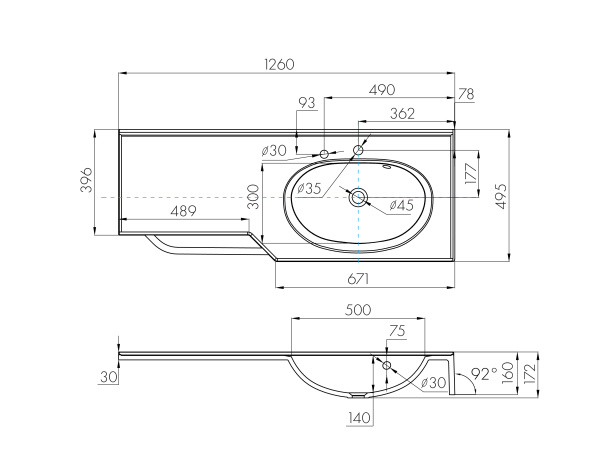 Раковина Aquaton Отель 2/127 правая белая с навесами 1A70123WOT01R