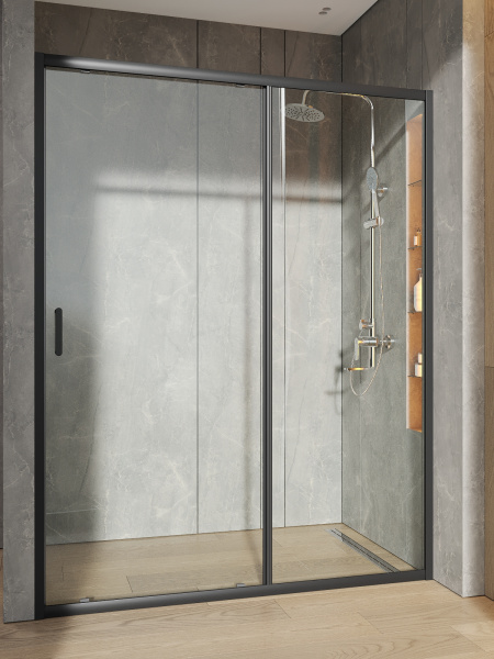 Душевая дверь (150,5х190) Orange E02-150TB матовый черный