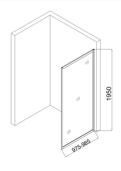 Душевая боковая стенка 100х195 Taliente TA-10-1CB