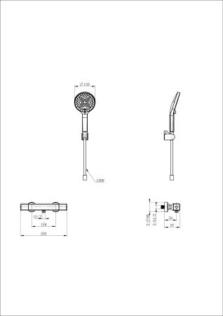 Смеситель для душа с термостатом WONZON & WOGHAND STAY 2, черный матовый WW-B2016-A-MB
