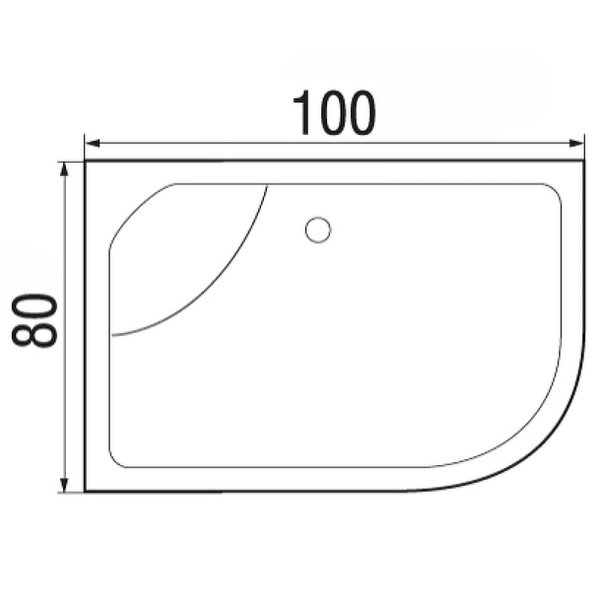 Акриловый душевой поддон (100х80) Wemor 10000006113 Левая