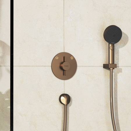 Смеситель для ванны на 2 потребителя Hansgrohe DuoTurn S 75418140 шлифованная бронза