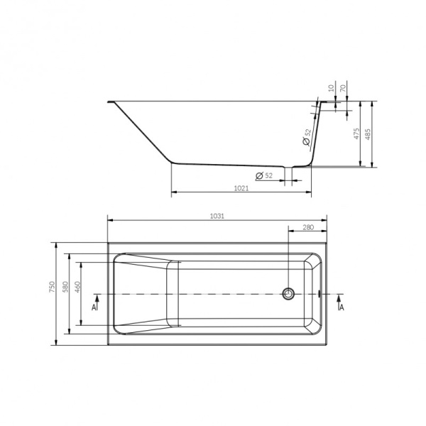 Ванна акриловая прямоугольная Cersanit CREA 160x75 P-WP-CREA*160NL