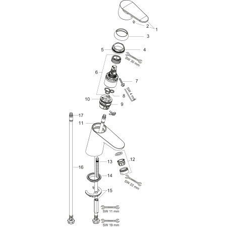 Смеситель для раковины без донного клапана Hansgrohe Focus LowFlow 31952000 хром