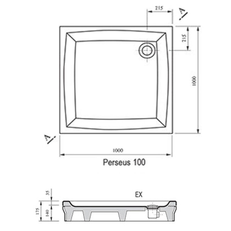 Душевой поддон Ravak Perseus 100 EX A02AA01310