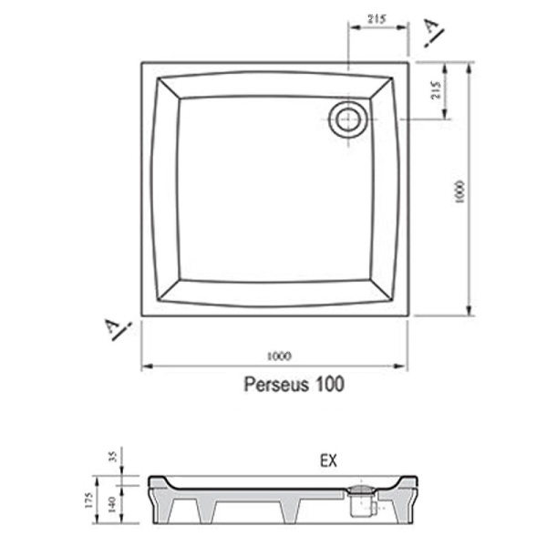 Душевой поддон Ravak Perseus 100 EX A02AA01310