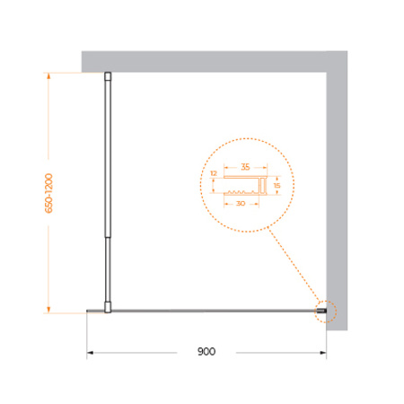 Душевая перегородка (90х195) BelBagno KRAFT-L-1-90-C-NERO черный