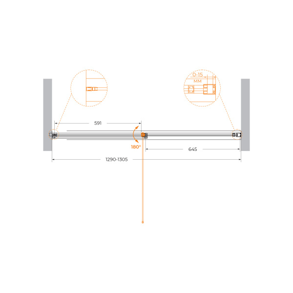 Душевая дверь (130х195) CEZARES URBAN URBAN-B-12-130-C-NERO