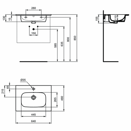 Раковина подвесная (64x46) Ideal Standard i.life Vanity T461901