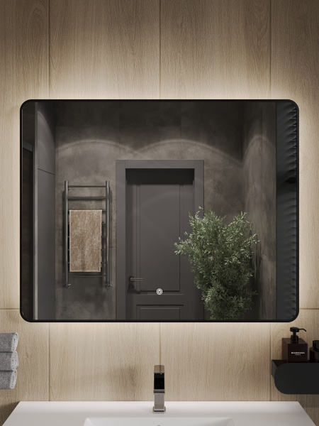 Зеркало с LED подсветкой и сенсорной кнопкой Orange Black BL-100ZE  черный