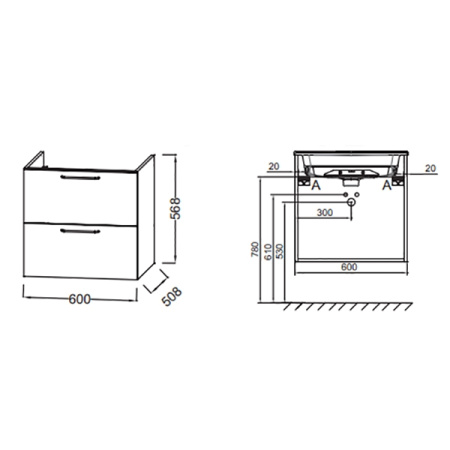 Тумба с раковиной Jacob Delafon Odeon Rive Gauche EB2520-R9-E52+EXBA112-Z-0