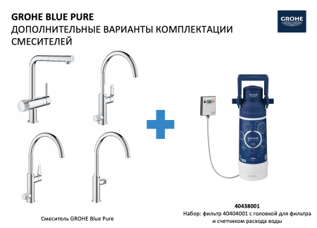 Смеситель для кухни мойки grohe blue pure minta 31721dc0 однорычажный