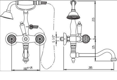 Смеситель для ванны Cezares Diamond DIAMOND-VDPS2-03/24-Sw