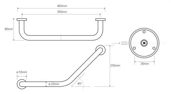 Поручень изогнутый 460 мм Bemeta Omega 102307022