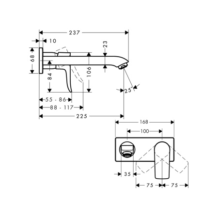 Смеситель для раковины настенный Hansgrohe Metris 31086000 хром