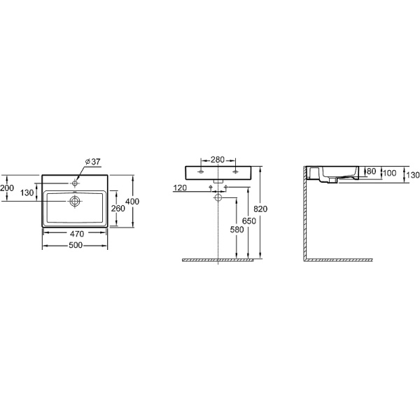 Раковина накладная (50х40) Jacob Delafon Sully 50 EVT112-00