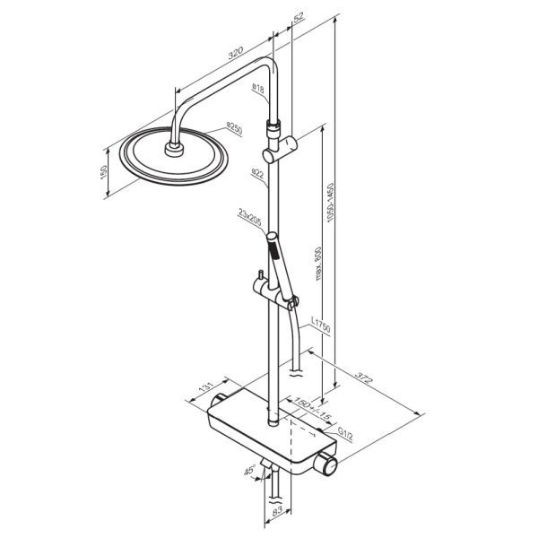 Душевая система с изливом Damixa Scandinavian Pure 936760300