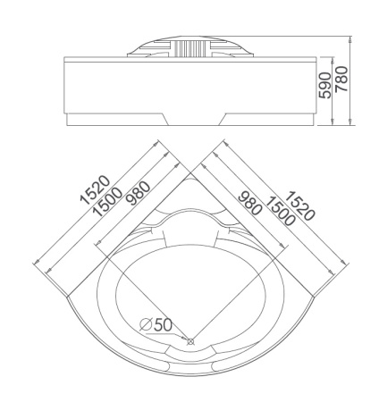 Акриловая ванна (152х152) Gemy G9082 B с гидромассажем, универсальная