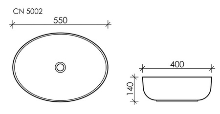 Раковина накладная (55х40) Ceramica Nova ELEMENT CN5002