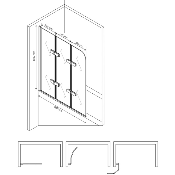 Шторка на ванну Berges Wasserhaus City 2.0 (80х140) 062012