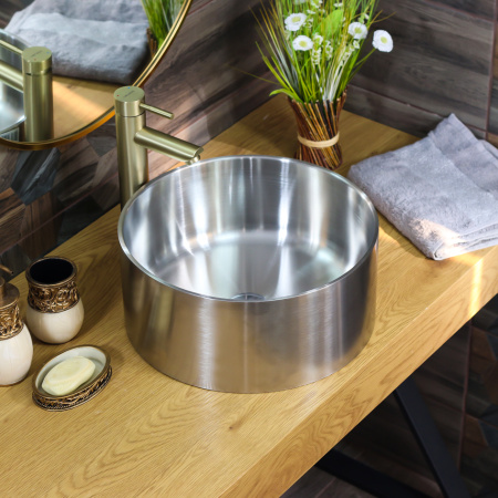 Раковина накладная (38х38) Melana Ring380 сатин